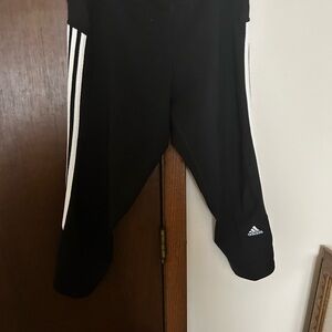 Adidas Black capris with White Stripes